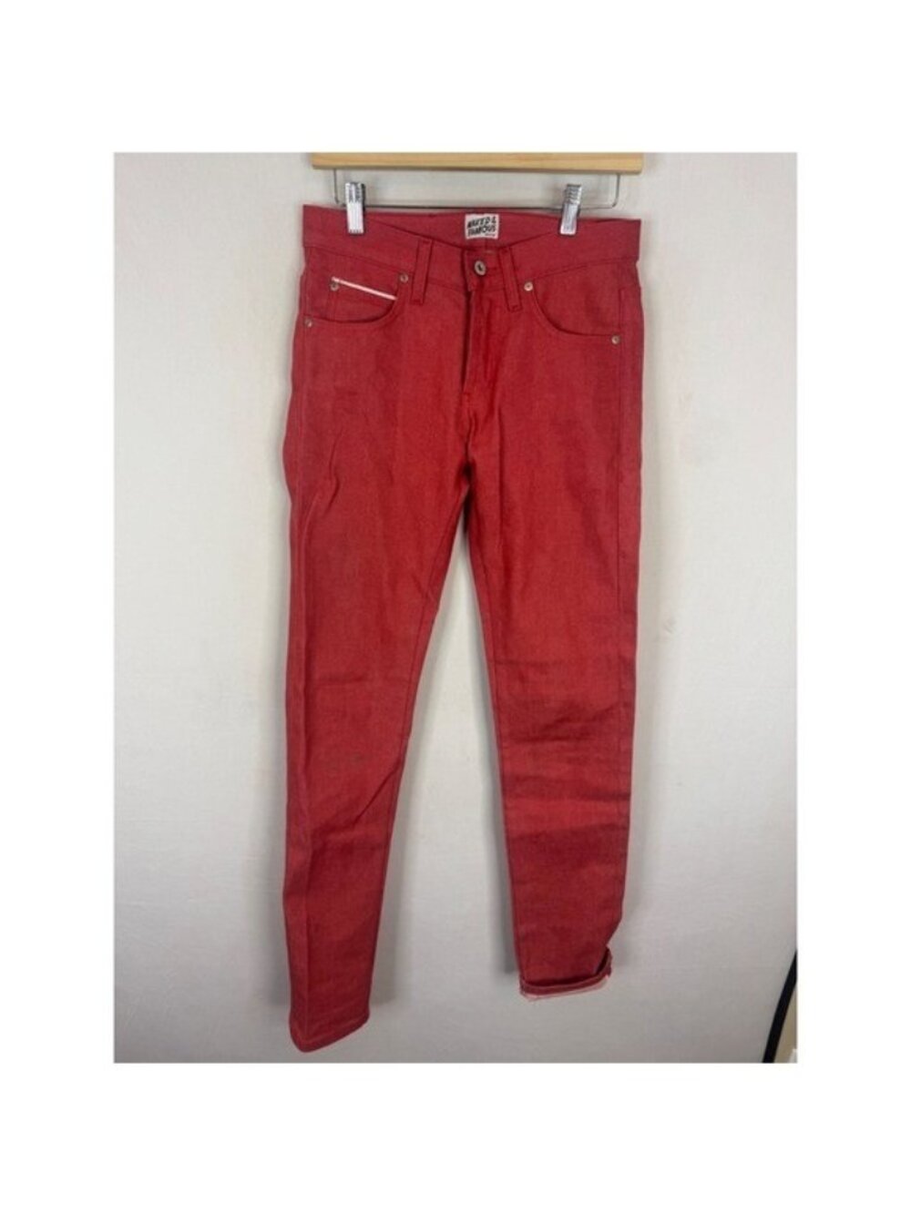 Naked & Famous SuperSkinnyGuy Red Stretch Selvedge Jeans 29X35